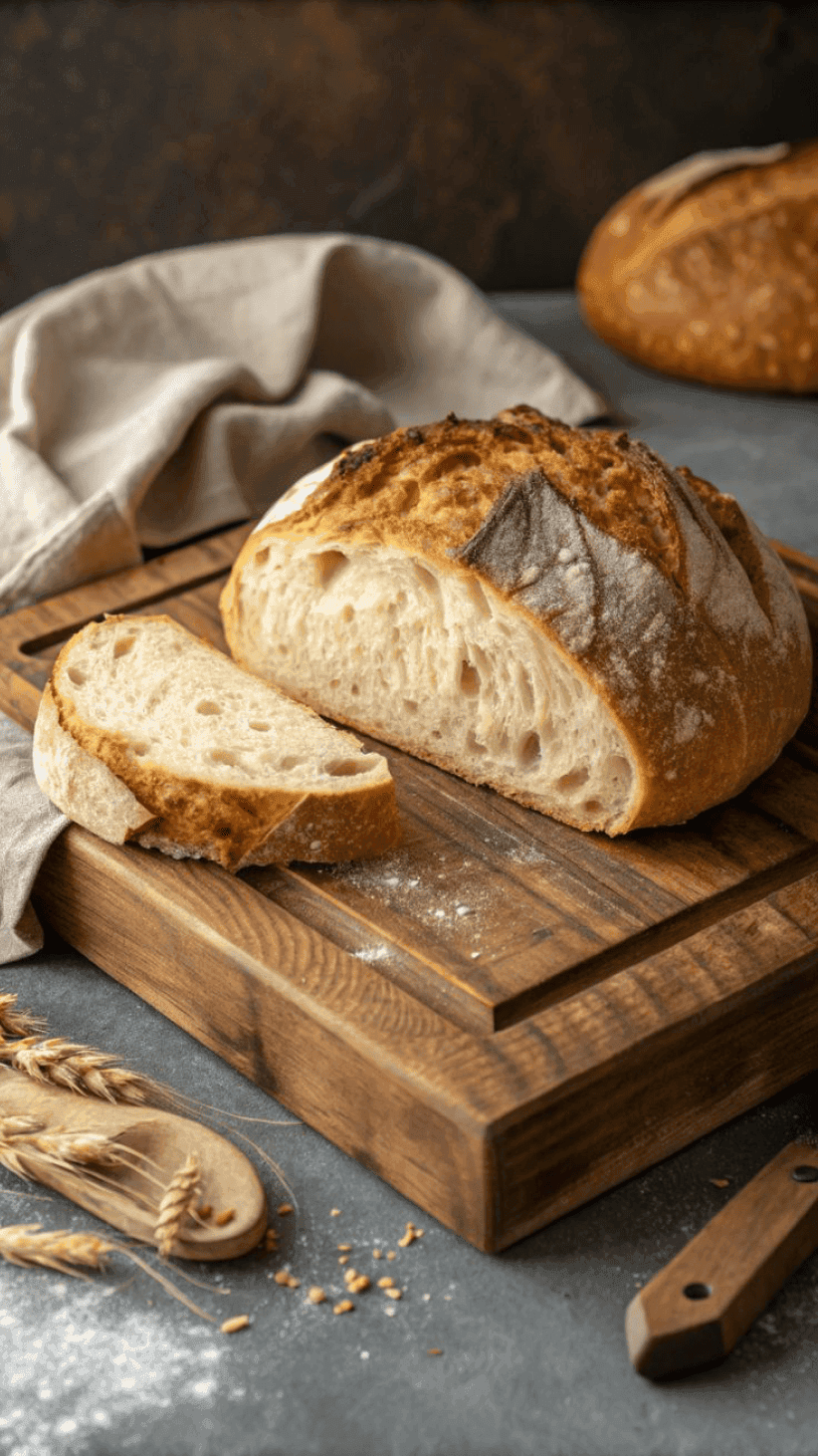 Bread on cutting board